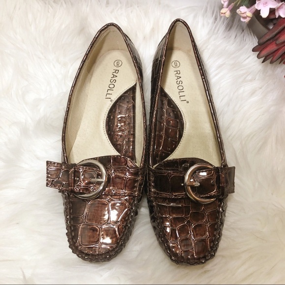 Rasolli Faux Patent-Leathr Alligator Loafers Shoes Sz 6 - Picture 2 of 5